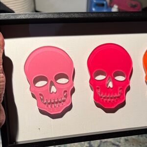 Pink and Red Skull Wall Art PLEXI